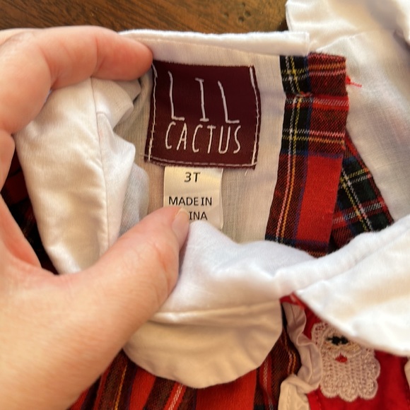 Toddler Girl Lil Cactus Christmas Santa plaid Dresses 3T - Picture 2 of 5